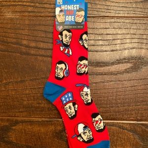 Patriotic Honest Abe Socks, Unisex Crew Socks One Size, Abraham Lincoln Socks